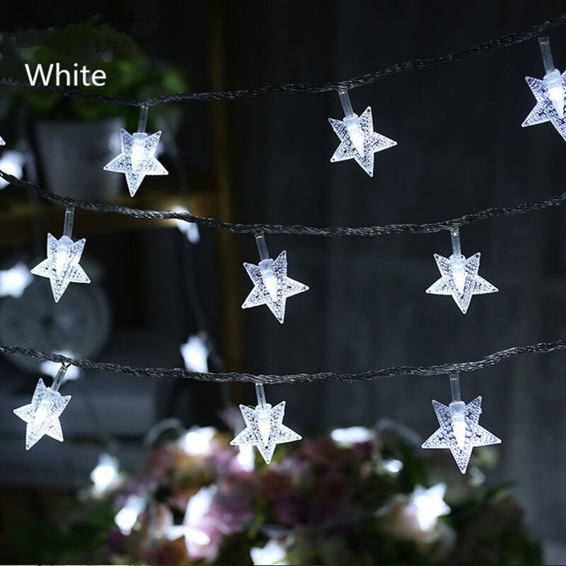 Guirnalda de luces LED con forma de estrella para decoración interior del hogar, y 3M guirnalda de luces de 1M, ideal para Año , Navidad, boda, con batería
