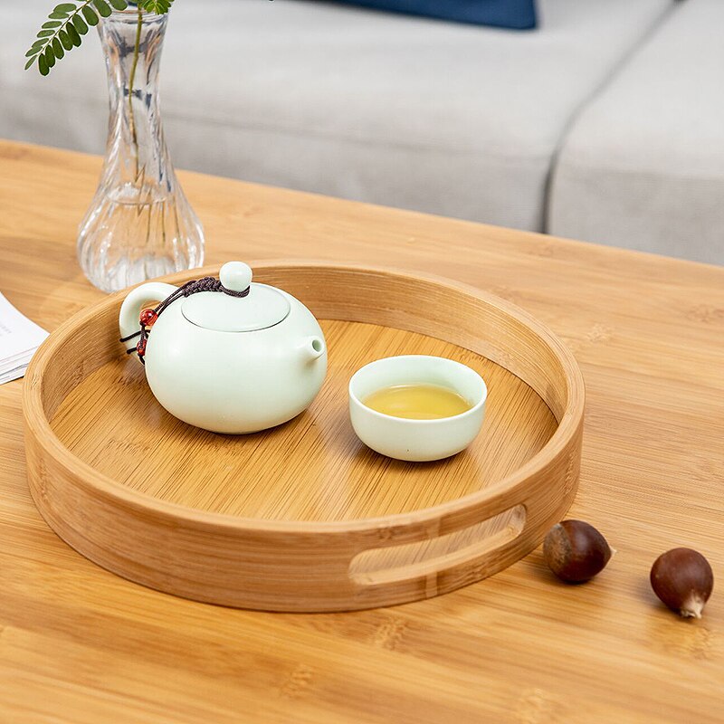 Japanese Style Bamboo Tea Tray Food Serving Plate Snack Deseert Plate Baking Bread fruit Dishes Drink Platter