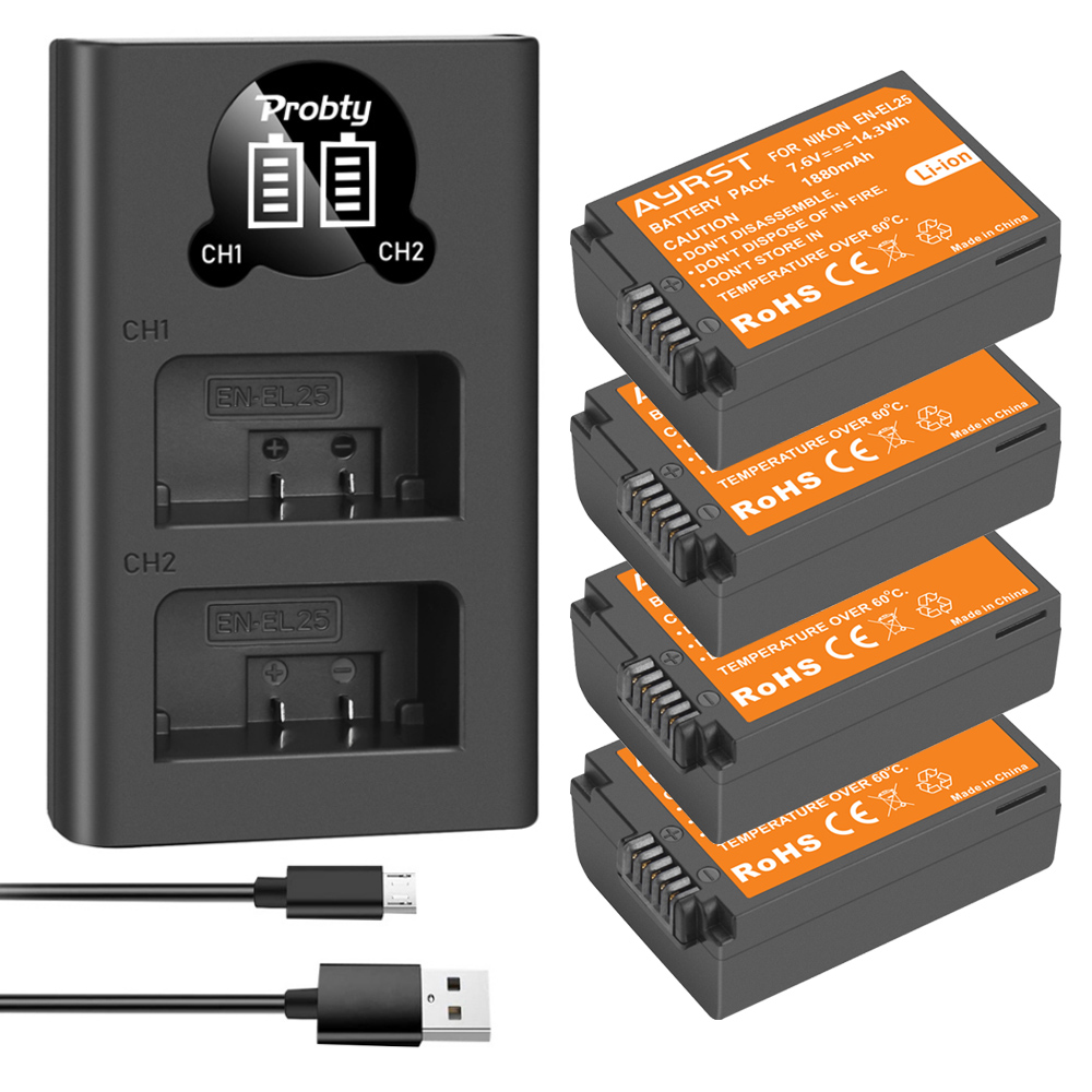 EN-EL25 ENEL25 Batería recargable de iones de litio de 1880 mAh con cargador LED para Nikon Z30 Z50 ZFC Z 50 Z FC