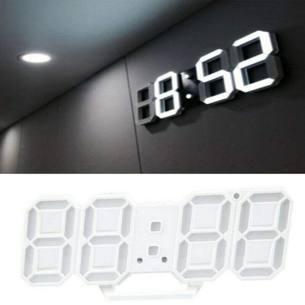 3d moderne digital ledet vægur 24/12 timers display timer alarm hjem usb til stue soveværelse kontor kaffebar gym