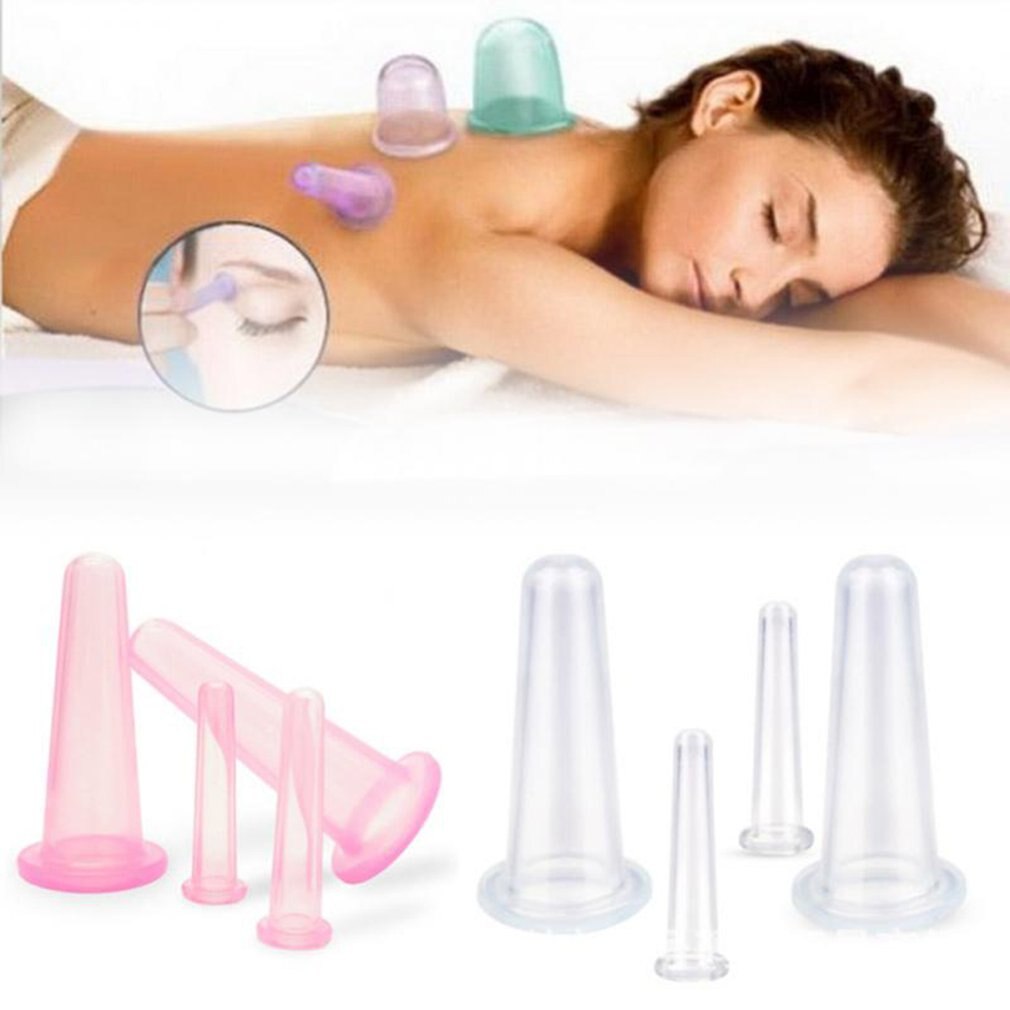 Tasse de Massage Facial en Silicone, 4 pièces/ensemble de ventouse sous vide, Durable, pratique