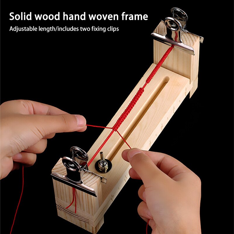 Diy Armband Rood Touw Massief Houten Vlechtframe Handgemaakt Vast Gereedschap Gevlochten Touw Artefacten Vaste Plaat