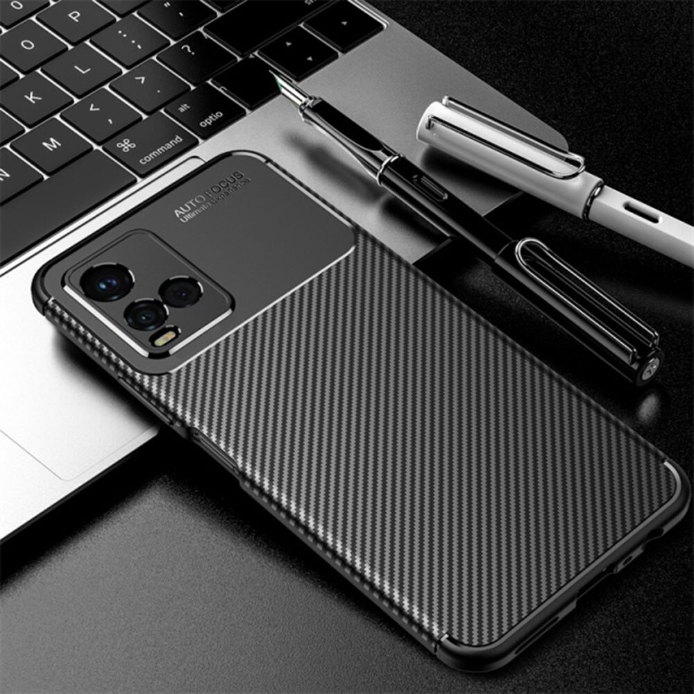 Carbon Fiber Zachte Siliconen Shell Cover Voor Vivo Y21s Y33s Camera Shockproof Bumper Beschermhoes Vovi Y 21S 33S 21Y Fundas: For Vivo Y33s / Black 1