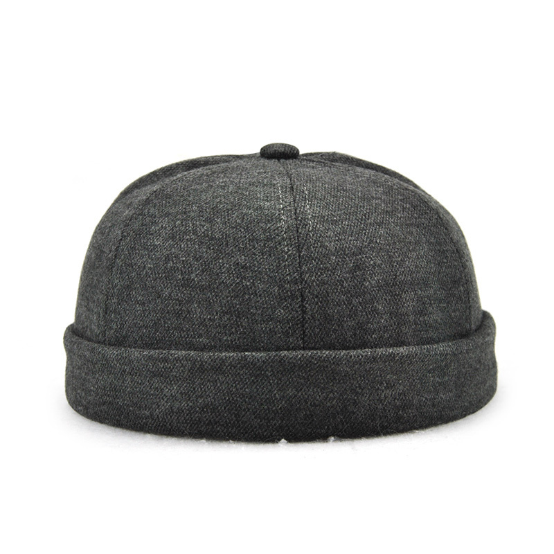 JAMONT – chapeau rond unisexe de Style chinois pour hommes, casquette de Couple à bride, couleur unie, à la , miki,: Dark Grey