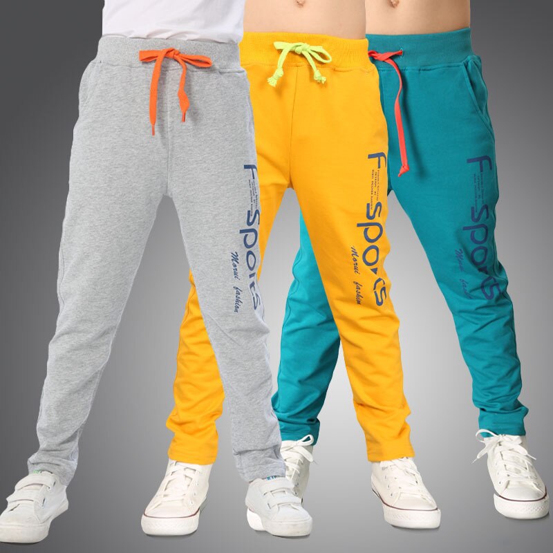 Brand Kids Jongens Broek Brief Afdrukken Katoenen Broek Kinderen Sport Broek Casual Kids Kleding Blauw Geel Grijs