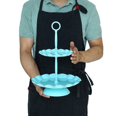 Sweetgo baby blue kagestander cupcake bakke kageværktøj boligdekoration dessertbord dekoration fest leverandører 3 etagers fuglebur: 2 niveauer
