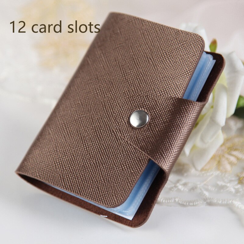 Waterproof Leather Function 24/12 Bits Card Case Business Card Holder Men Women Credit Passport Card Bag ID Passport Card Wallet: B-Brown