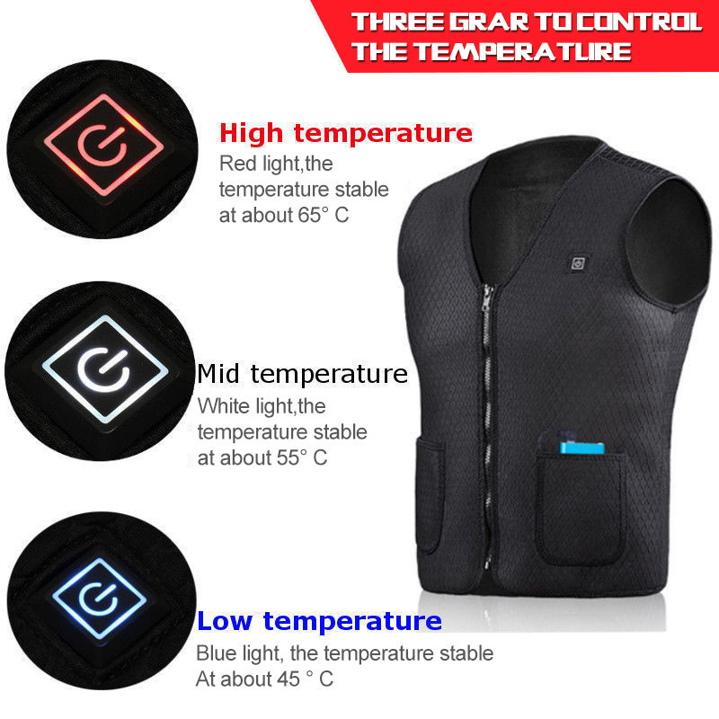 USB Charge Heater Verwarming Elektrische Vest Warmte Kleding Warmer Thermische Kleding Infrarood Tempreture Verstelbare Mooie Winter