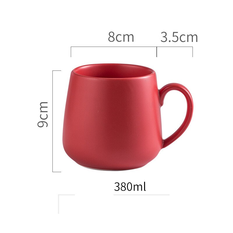 Matte Drum Ceramic Cup Household Pure Color Round Milk/Coffee Cup Mug Catering Supplies Nordic Style Water Cups: Red