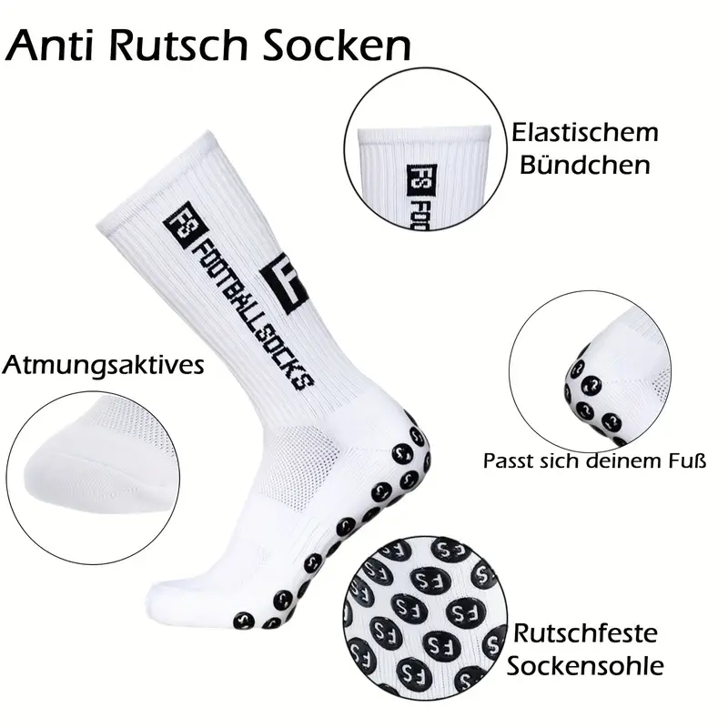 5 Paar rutschfeste Fußballsocken, atmungsaktiv, verschleißfest, Outdoor-Sportsocken für Fußball, Rugby, Basketball, Laufen