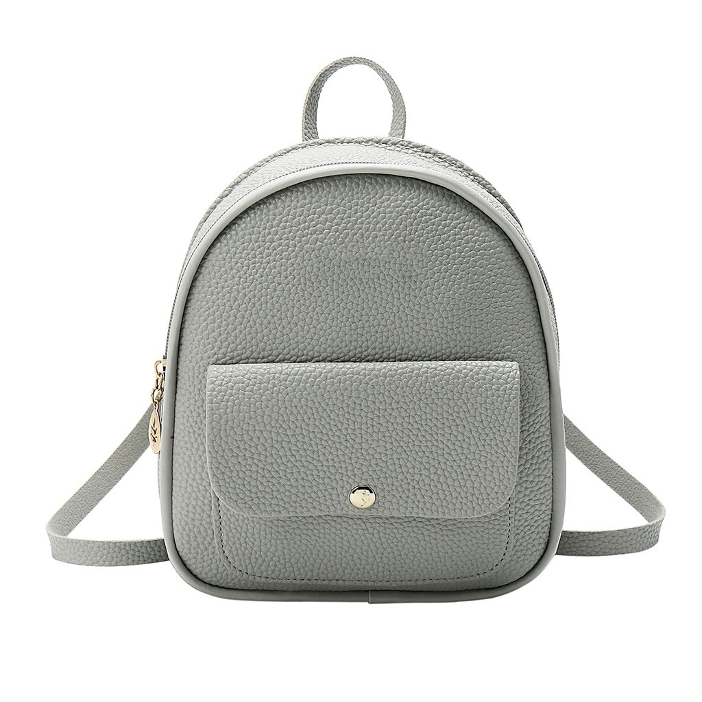 Women Shoulders Small Backpack Letter Purse Mobile Phone Simple Ladies Travel Bag Student School Backpacks: Gray