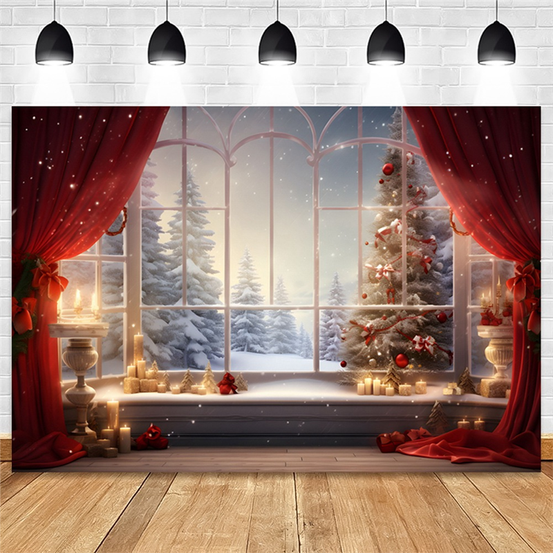 AAAEL-210X150cm Christmas Background Cloth Christmas Window Children Photo Studio Photo Photography Backdrops: Dark Brown