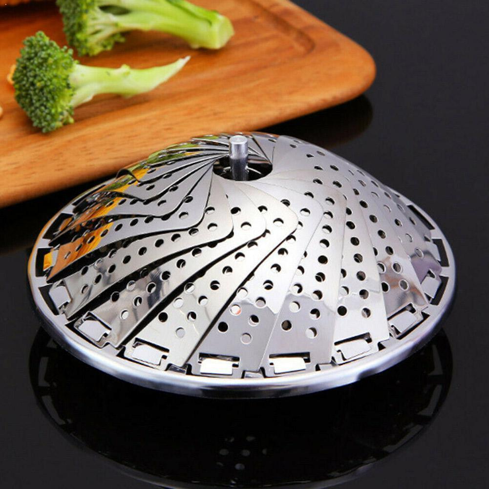 Foldable Stainless Steel Steamer Vegetable Kitchen Steamer Utensils Mesh Fruit Cookware Cooking Rack Kitchen Basket Tools