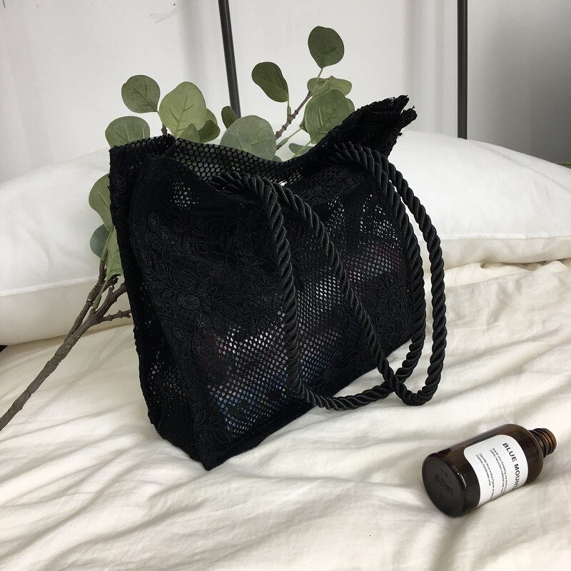 Whoholl Frauen Messenger Tasche Einzigen Gurt Schulter Tasche Dame Spitze Umhängetaschen Dame Handtasche: Black lace small