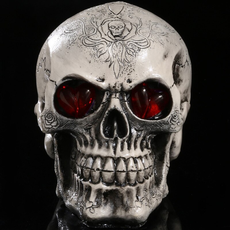 LED Eyes Resin Skull Skeleton Head Statues Demon Skull Figurines Sculpture Home Decoration Craft Halloween: Style 3