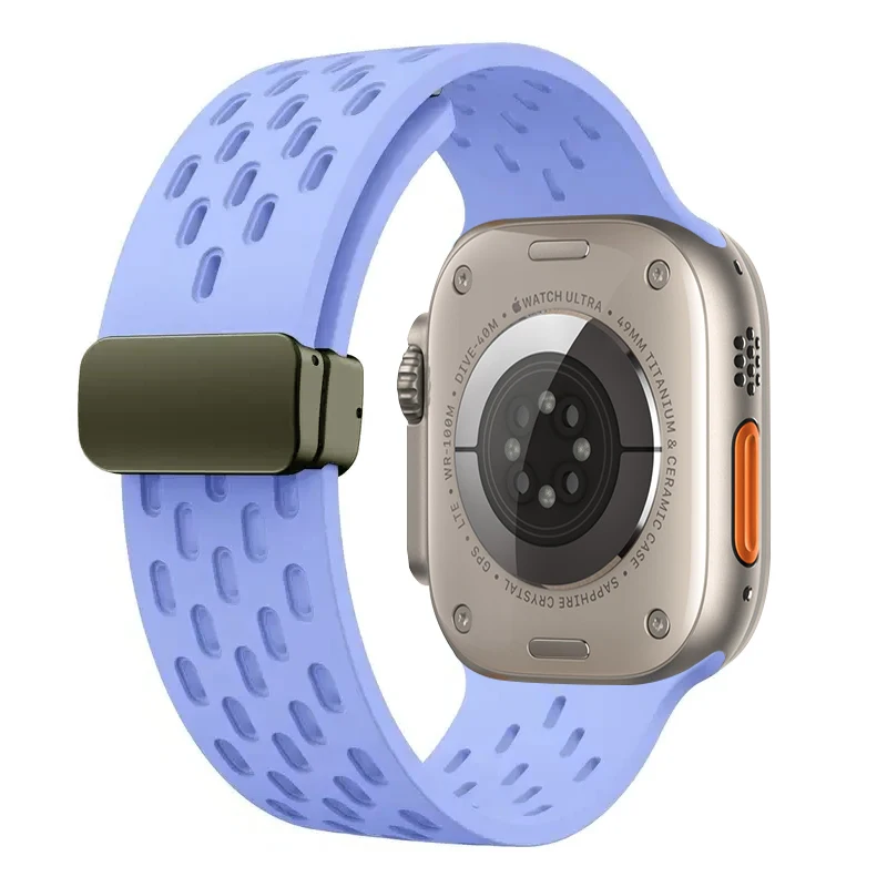 Magneettinen ranneke apple watch ultra 2 :lle , 49mm 44mm 45mm 40mm 41mm 42 38 45 mm silikoniranneke iwatch-sarja 9 7 8 se 6 5 3: Valkoinen valo pur / 12mm
