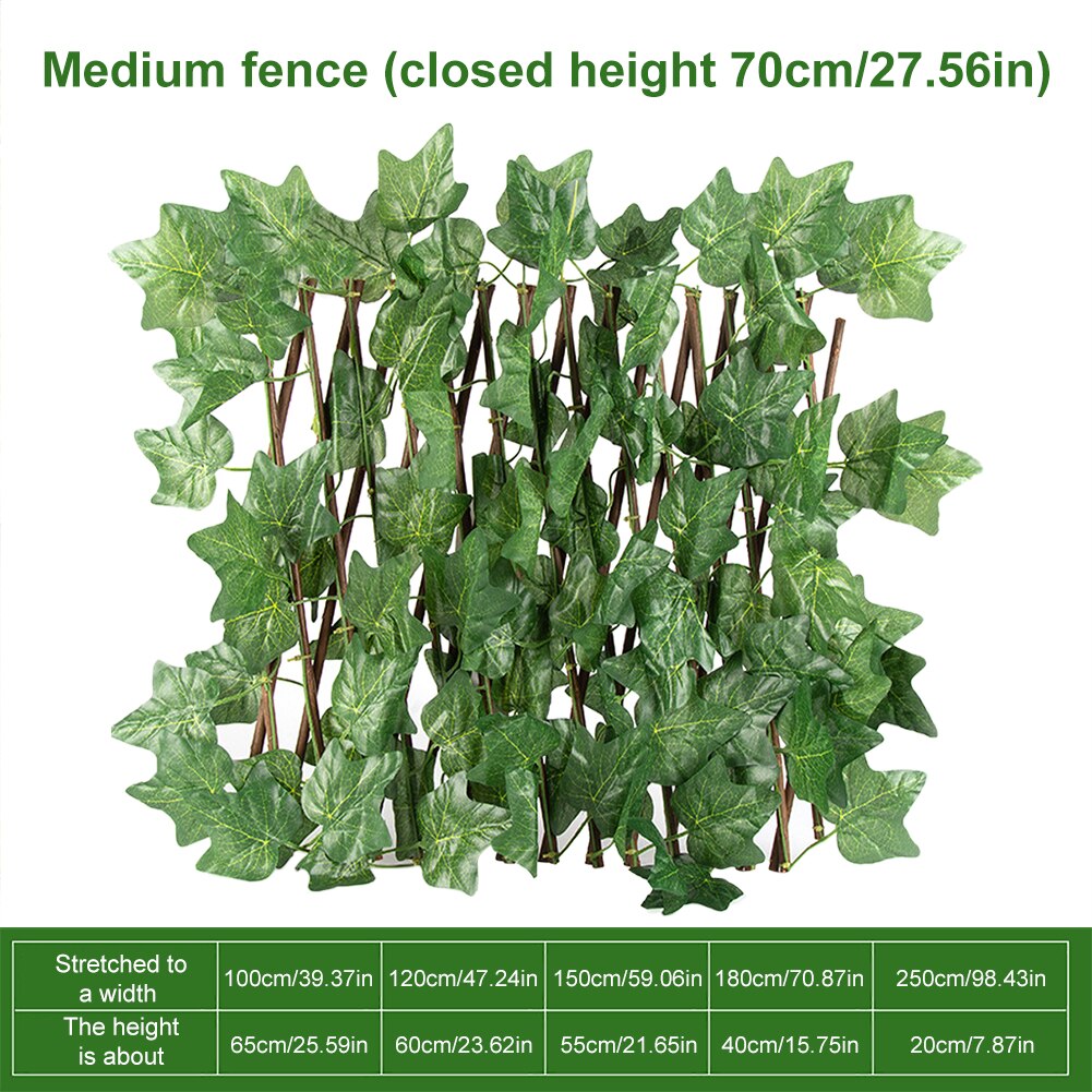 Retractable Artificial Garden Fence Expandable Faux Ivy Privacy Fence Wood Vines Climbing Frame Gardening Plant Home Decorations: 70CM big leaf