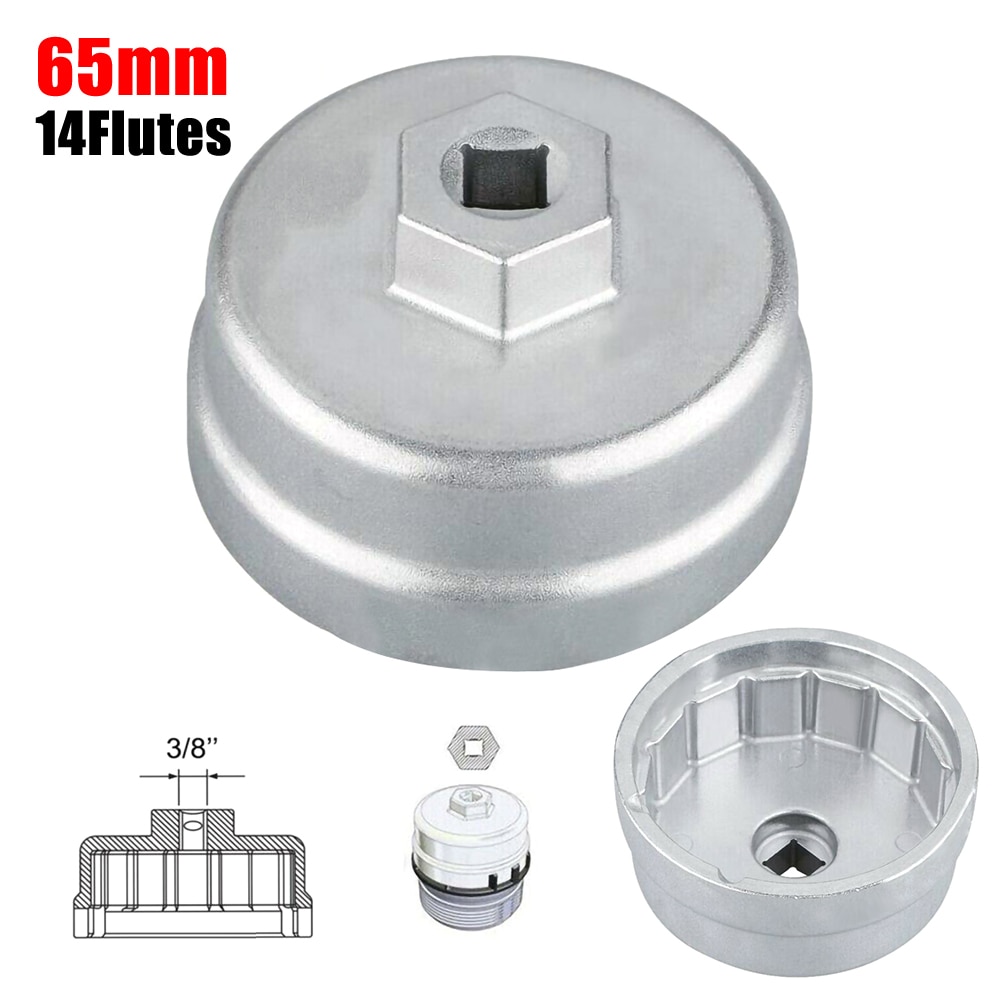 Llave de tapa de filtro de aceite para Toyota, herramienta de removedor de carcasa de filtro de aluminio, 65MM, 14 flautas, para Coroll de 4 cilindros: Default Title