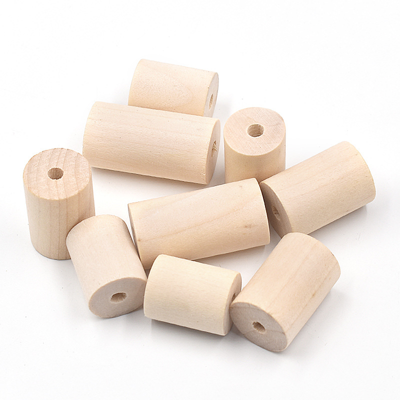 Cuentas de madera cilíndricas, cuentas de madera natural sin terminar para manualidades, joyería, decoración de granja