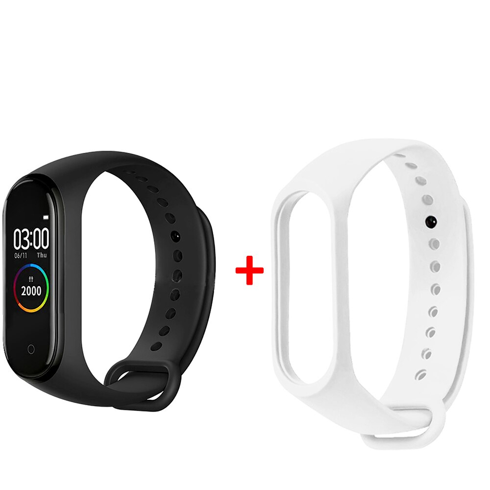 M4 smart-armbänder für männer,  ip67 wasserdichte blutdruck- und herzfrequenz-uhren für männer, fitness-tracker, smart-watch-armband: Schwarz weiß