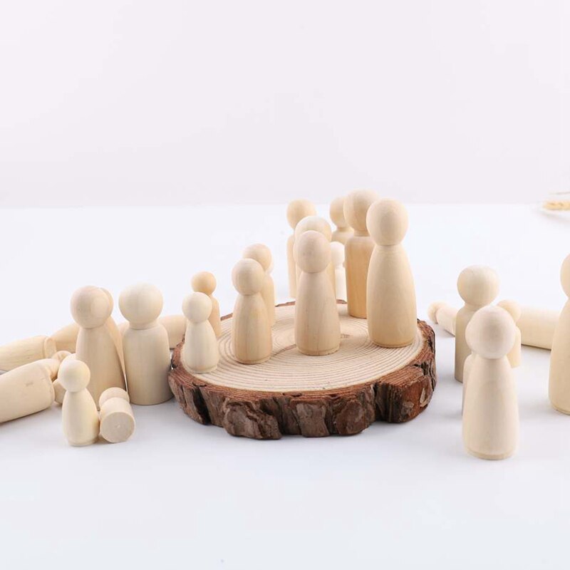 Baby Toys 10pcs Peg Dolls Maple Wood Wedding Dolls Home Decor Diy Nature Wooden Dolls Montessori Toy Baby Products 35/43/55/65mm