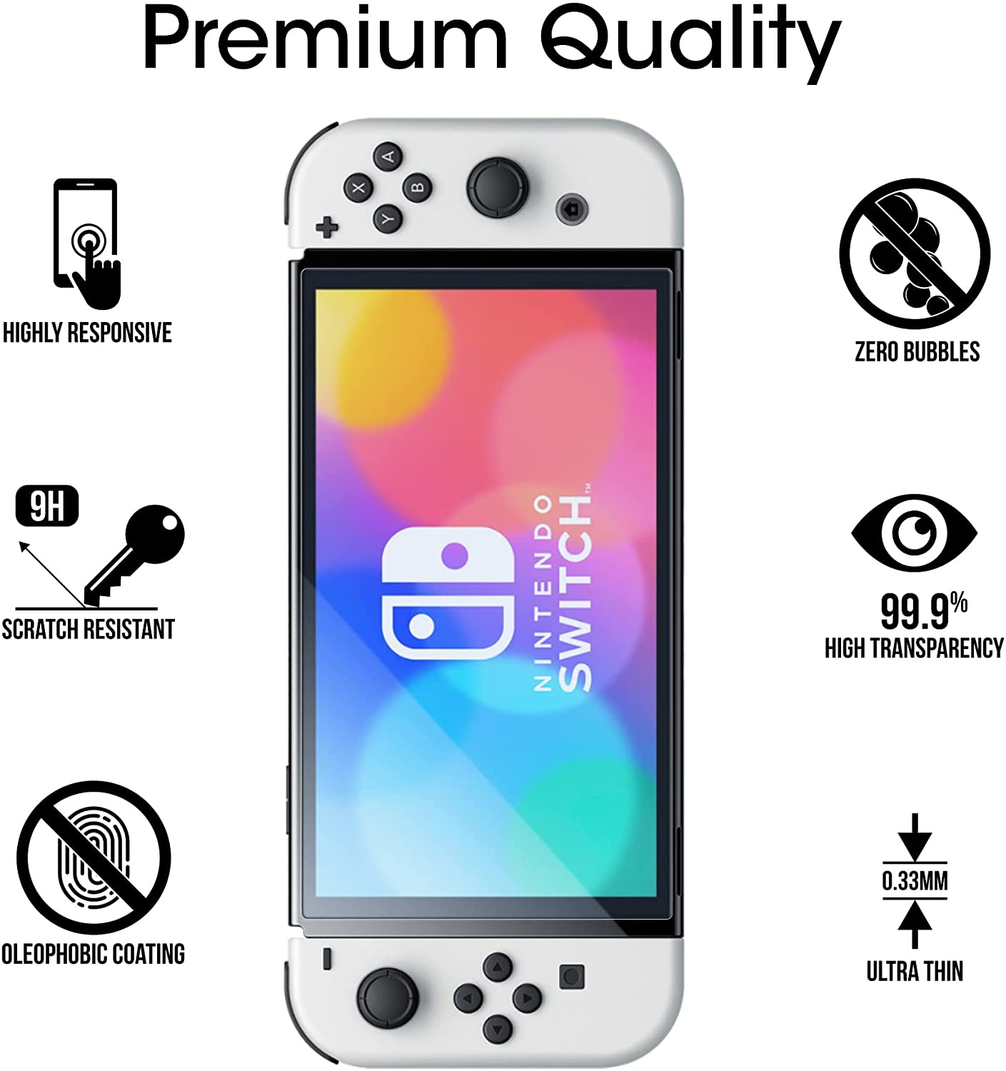 DayDayTop-Protector de pantalla de vidrio templado, Compatible con Nintendo Switch, OLED, modelo