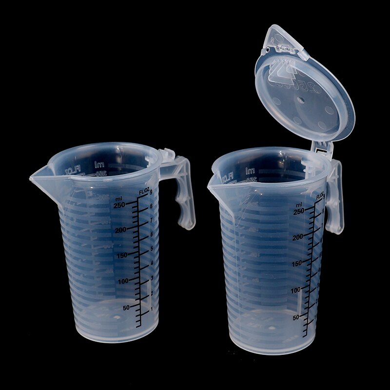 1PC 100/250/500ML Plastic Measuring Cups Jug Liquid Container Baking Kitchen Water With Cover Kitchne Accessories Mixing Cup