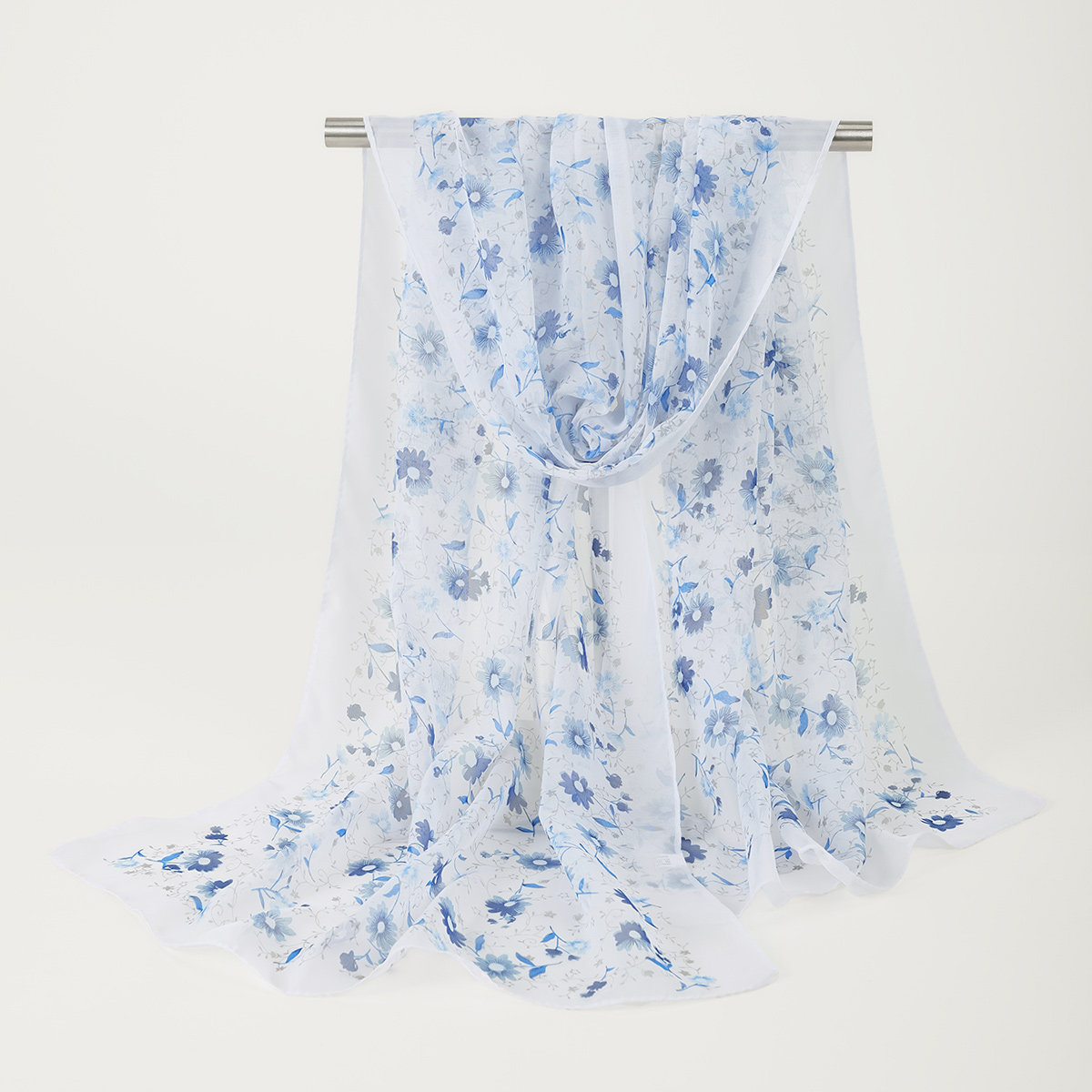 Bufanda con estampado Floral de verano, chales de seda de gasa ligeros y elegantes, toalla de protección solar para viajes y playa, turbante con diadema a la: Castaño