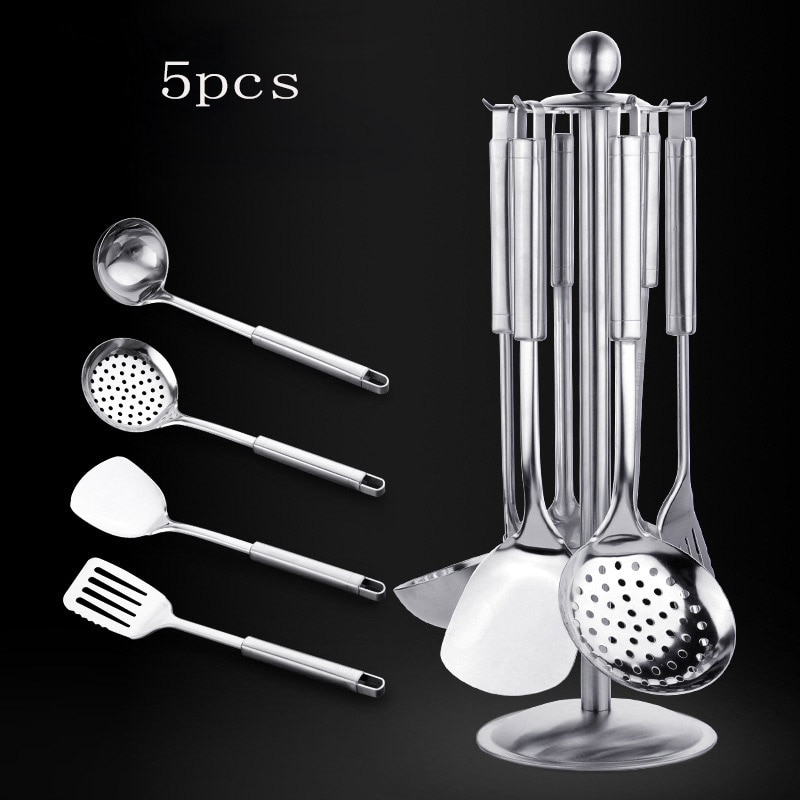 7 Pcs/Set Multifunction Stainless Steel Kitchen Cooking Tools Sets Restaurant Utensils Turner Ladle Kitchenware