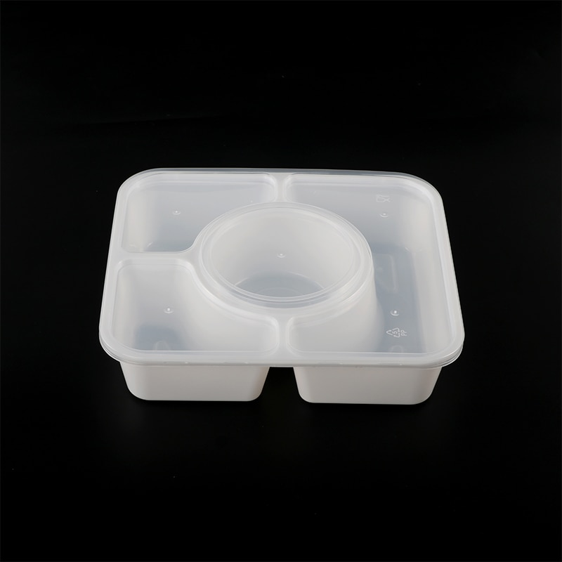 4+1 B white compartment plastic food container: Default Title