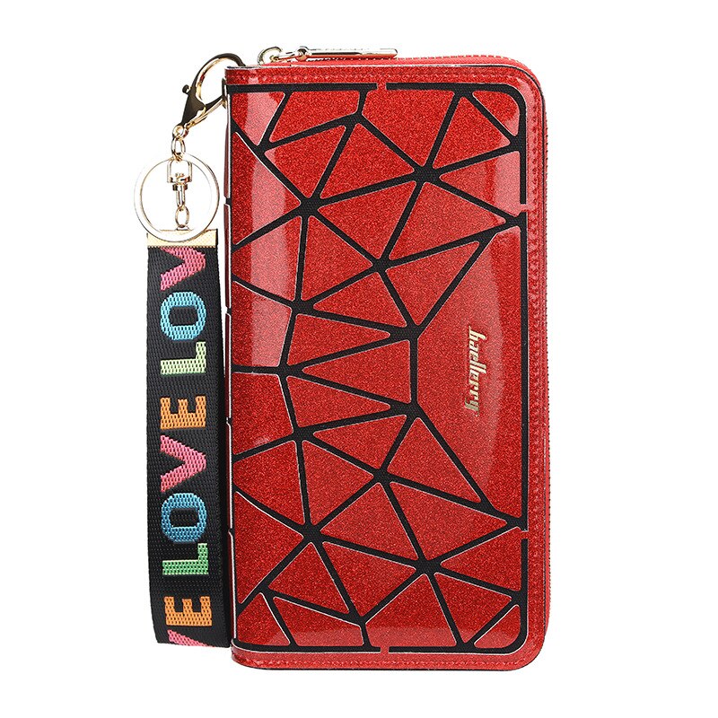 Baellerry top leren dames portemonnees koreaanse telefoon portemonnee clutch leren kaarthouder geometrische portemonnee portemonnee: Rood