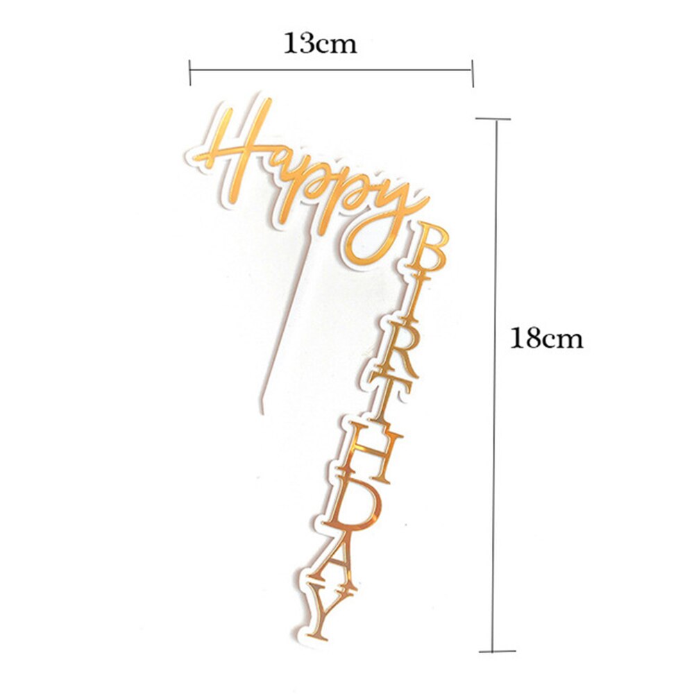 1pcs Happy Birthday Cake Topper Rose Gold Acrylic Vertical Gold Cake Topper For Birthday Party Cake Decorations