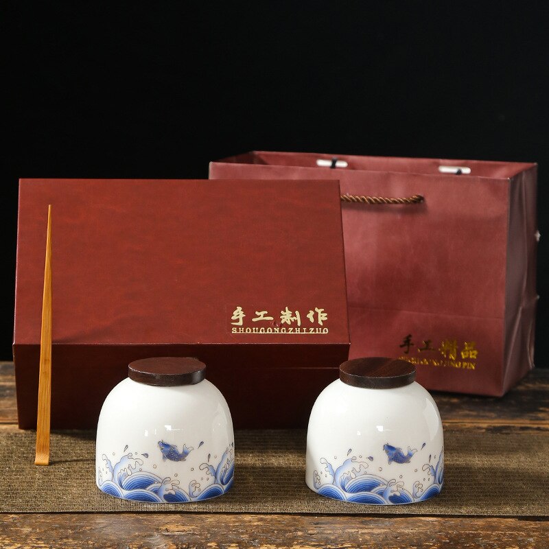 Bidons de thé tendance chinois en céramique, scellé, boîte, emballage de thé, récipient de noix: B