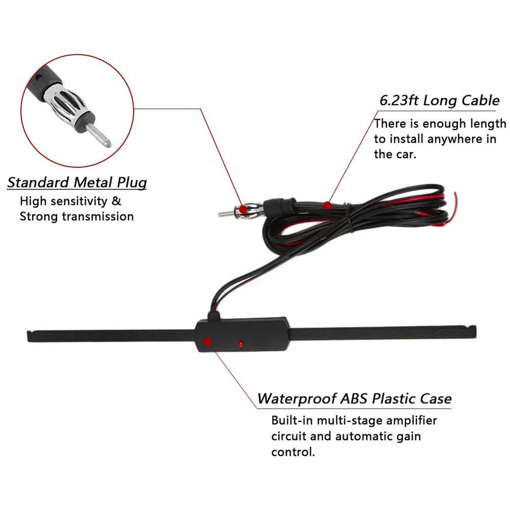 Windshield Car AM FM Radio Antenna Signal Amplifier Booster 12V Universal Antena