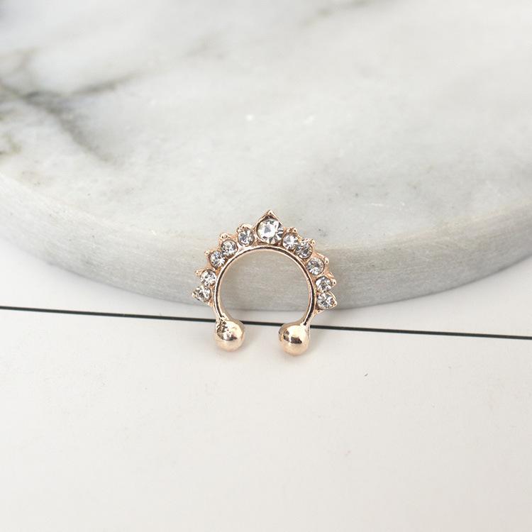 Sieraden Eenvoudige Retro Alle-Match Crown Type U Persoonlijkheid Van Mannelijke En Vrouwelijke Oor Clip: Rose gold