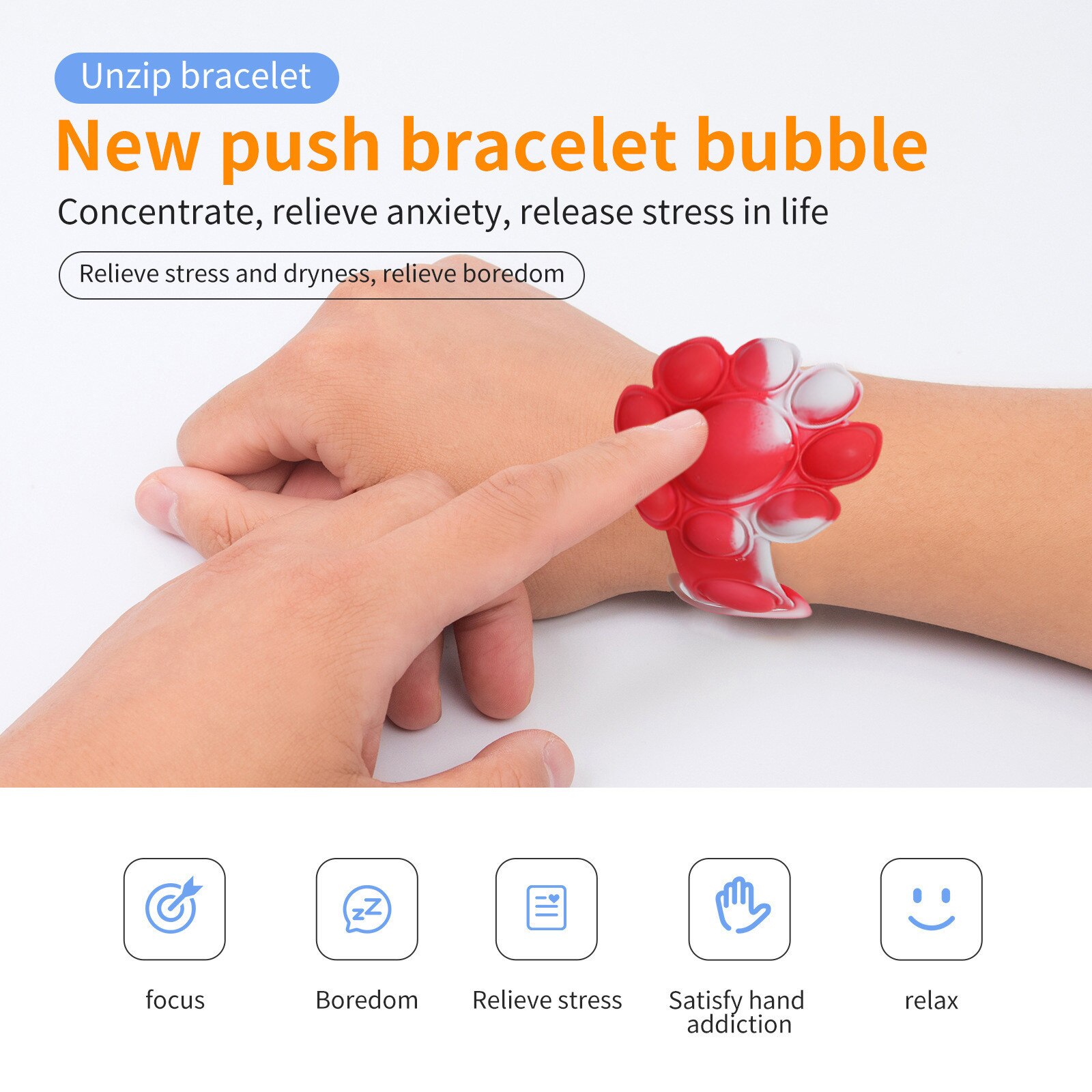 Fidget leker silikon barn spretter armbåndet push boble enkel fordypning voksne anti stress reliever sensorisk leke poppet