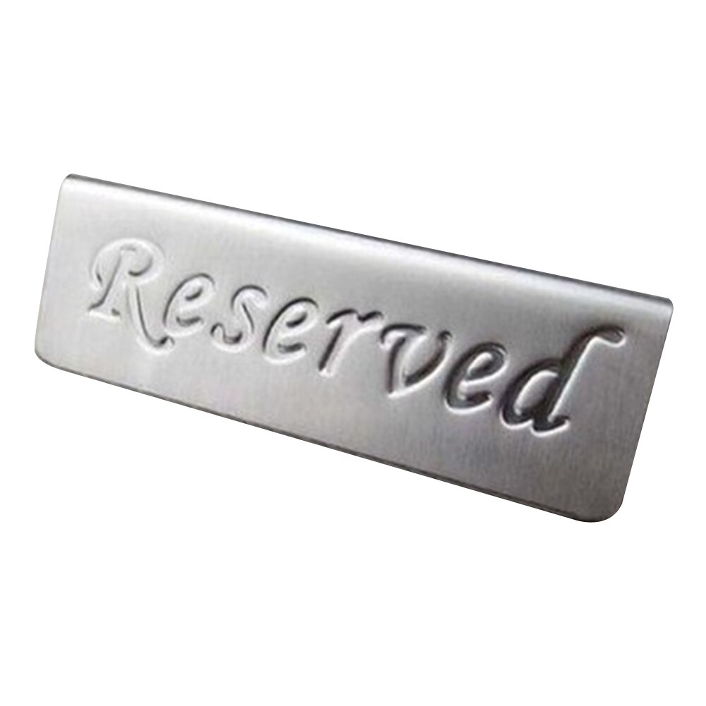 Durable Bar Triangle Reserved Pattern Indicator Restaurant Practical Desktop Stainless Steel Double Side Table Sign Display
