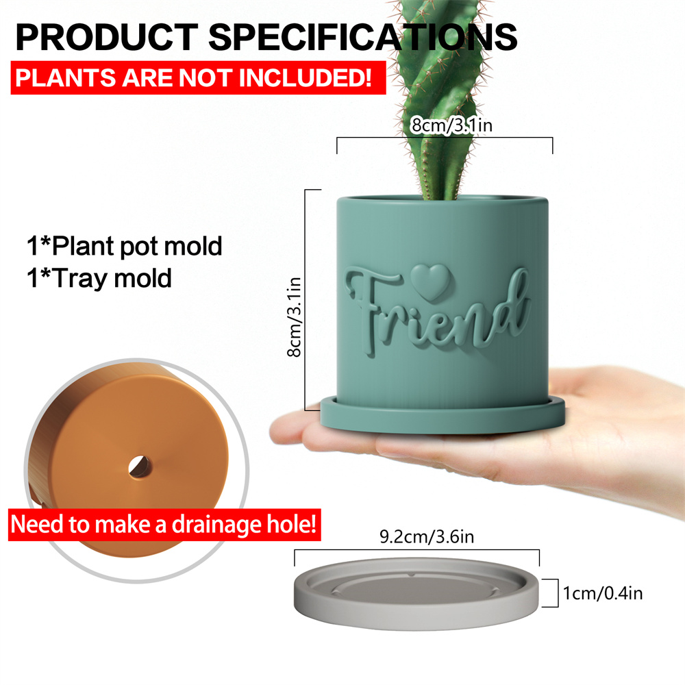 Nicole – Pot de jardinière avec plateau, moule en béton et Silicone, Pot Succulent, moule Jesmonite, meilleur pour maman de tous les temps, décoration de maison: GRIS FONCÉ