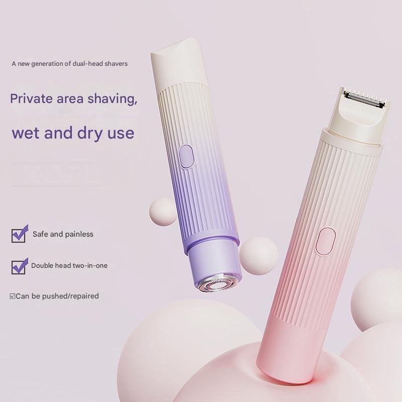 dubbele kopschraper, 2-in-1 haarremo Elektrische tondeuse voor dames, privégebied onder de oksels, beenhaar- en lichaamshaarschaar