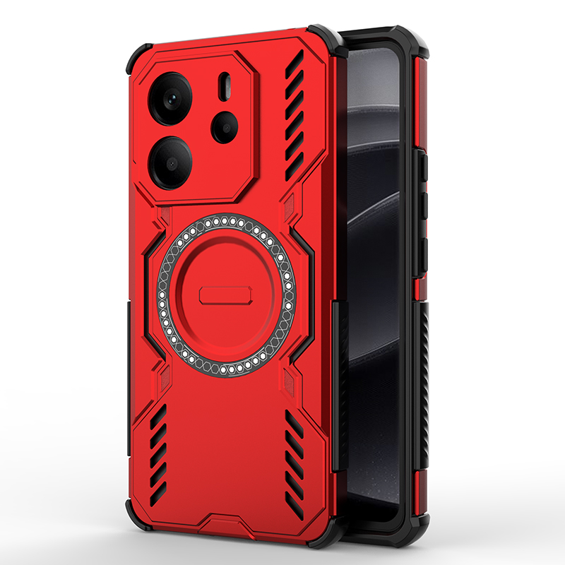 Funda armadura para Redmi Note 14 4G 5G, funda trasera de carga inalámbrica de adsorción magnética para Redmi Note 14 Pro 4G 5G Plus 5G: Rojo / Redmi Note 14 Pro 5G (India)