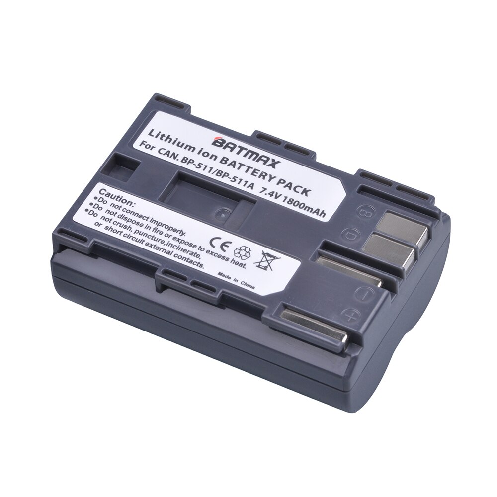 Batmax-Batería de repuesto para cámara de BP-511, cargador Dual LCD USB para Canon G6 G5 G3 G2 G1 EOS 300D 50D 40D 30D 20D 5D: 1 battery