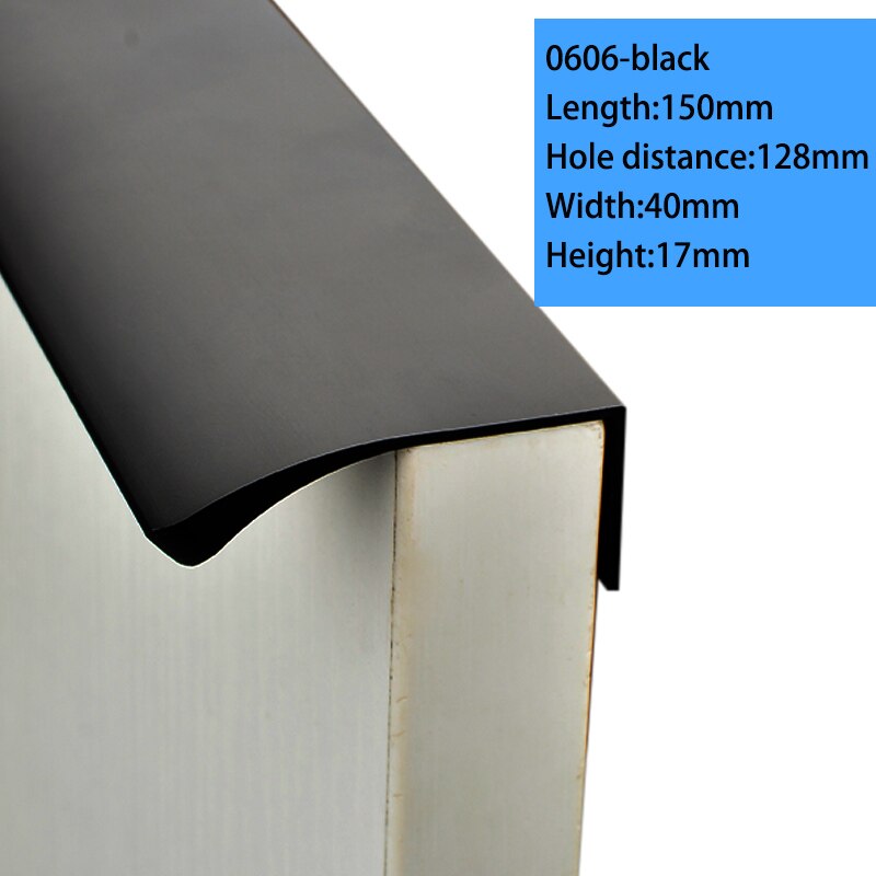 Maniglie per cassetti moderne con bordo a dito maniglie per cassetti per mobili armadio nascosto cassetto per cucina maniglie per comò manopole Hardware oro nero: 0606-black-150mm