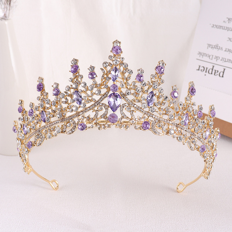 Tiaras nupciales de cristal de ópalo de Reina de princesa barroca, coronas, tocados elegantes de lujo, diadema, vestido de pelo de boda, accesorios de joyería: Bañado en rodio de imitación