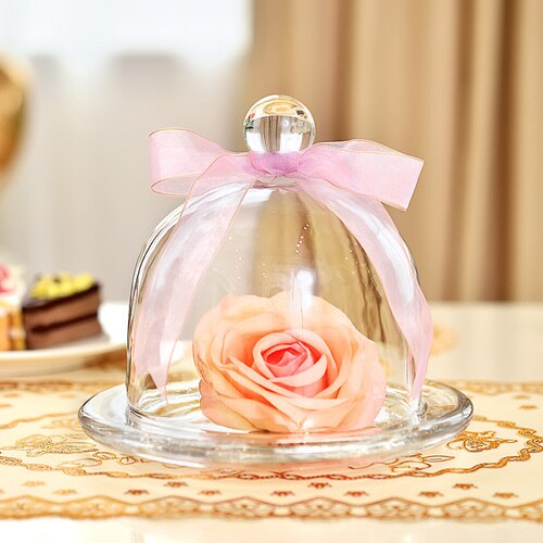 Bandeja de cristal transparente minimalista para pastel de estilo europeo, bandeja alta para fruta, Bandeja de postres de decoración de cumpleaños para boda LB81304: AL  20cm