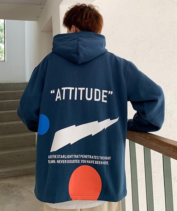 Mænd sweatshirts med hætte efterår og vinter løse mandlige hættetrøjer studenterfrakke letter plus størrelse 4xl 5xl h76: Blå / Xl