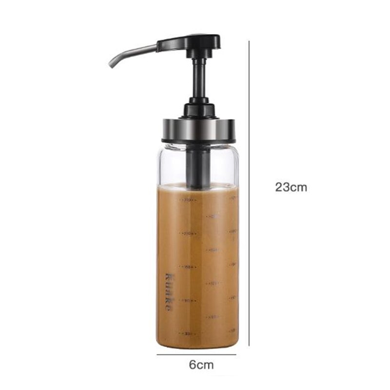Sås pumpdispenser med glasflaska läckagesäker köksdryckdispenser för honungsketchup senap mayo