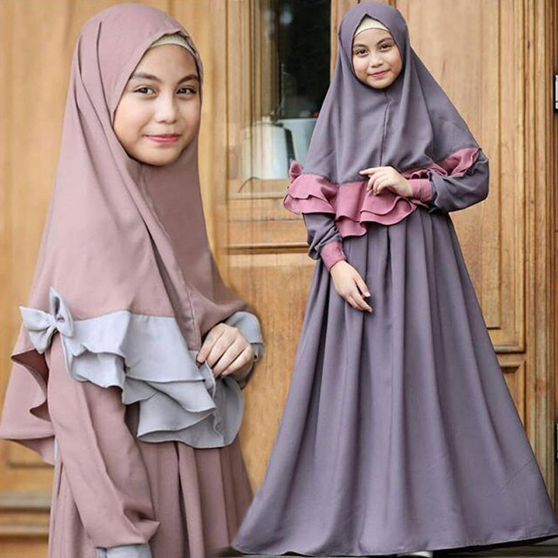 niños Abaya niños vestidos islámicos Vestido de niña musulmana Kaftan marroquí Hijab bata Dubai Bangladesh Vestido Uae Abayas