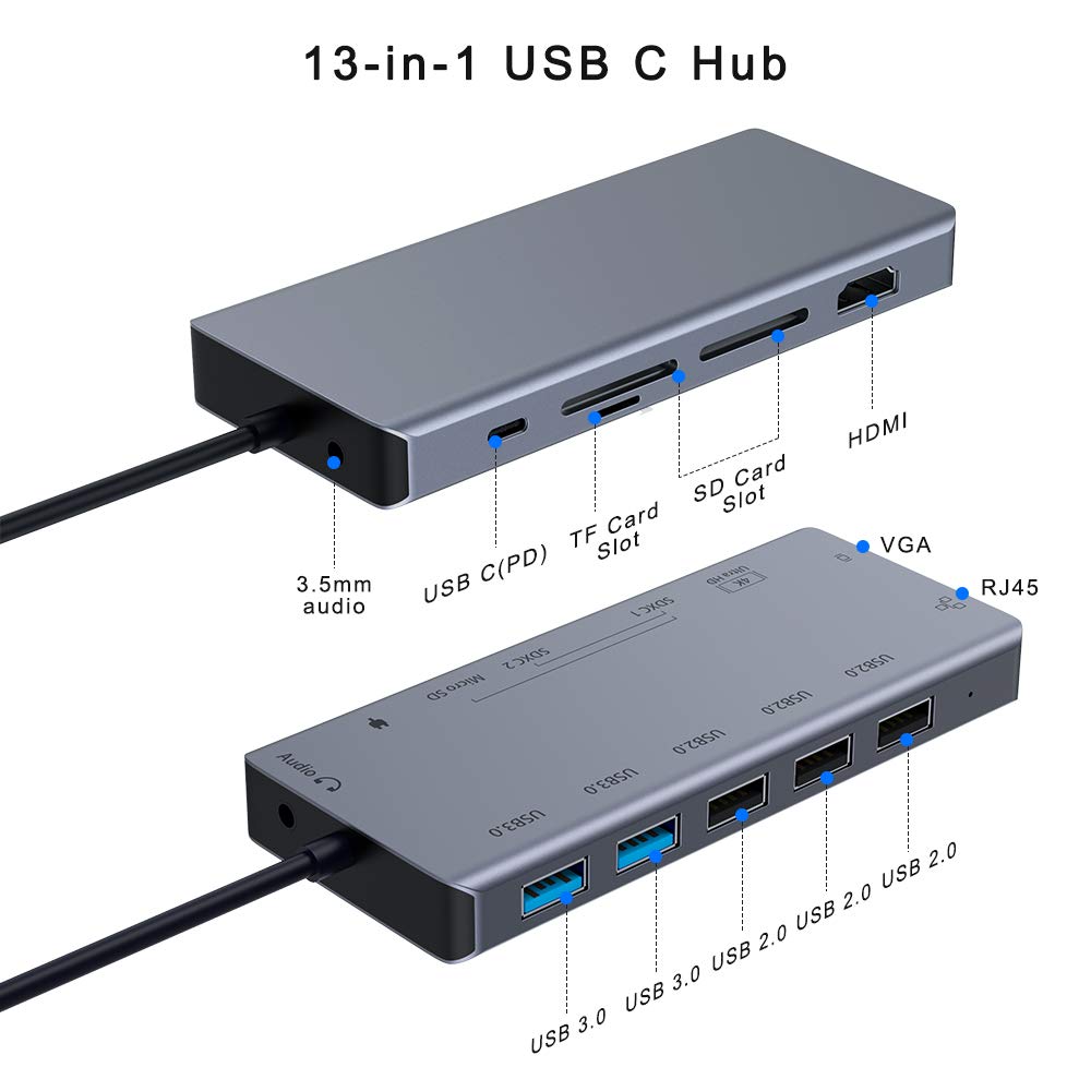 IREALTHINK molo USB di Tipo C adattatore usb c centro Macbook molo divisore centro USB 3.5mm Jack HDMI adattatore USB C Tipo C 3.1 pro centro