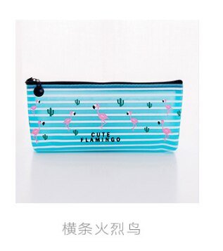 Estuche de lápices Kawaii de flamencos, Estuches de de PVC, caja de lápices escolares, bolsa de lápices, suministros escolares, papelería, 1 ud.: hengtiao