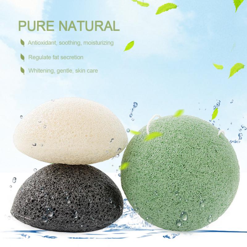 1Pcs Konjac Cosmetic Puff Face Cleaning Sponge Puff Round Shape Reusable Portable Facial Exfoliating Wash Brush Face Makeup Tool